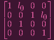 ⌊1  l  0  0 ⌋
|0  00 1  l |
⌈0  1  0  00⌉
 0  0  0  1