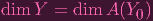 dim Y  = dim A (Y0)
