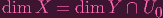 dim X = dim Y ∩ U0