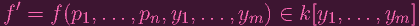 f ′ = f (p ,..., p  ,y  ,..., y  ) ∈ k [y  ,..., y  ]
          1        n  1        m         1       m
