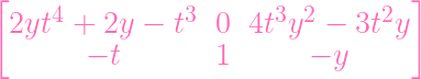 [    4           3       3 2      2 ]
  2yt  +  2y -  t  0  4t  y  -  3t y
        - t        1        - y